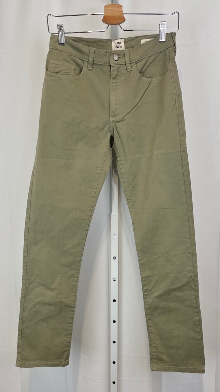 FLINT AND TINDER Slim Fit 5 Pocket Pants Stretch Zip Fly F-510001 Green 28 x 30